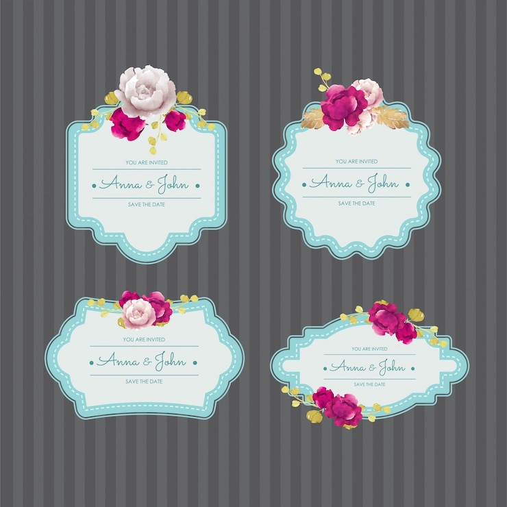 Vector diseño de etiqueta de invitación de boda elegante