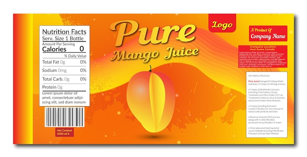 diseño de la etiqueta del jugo de mango