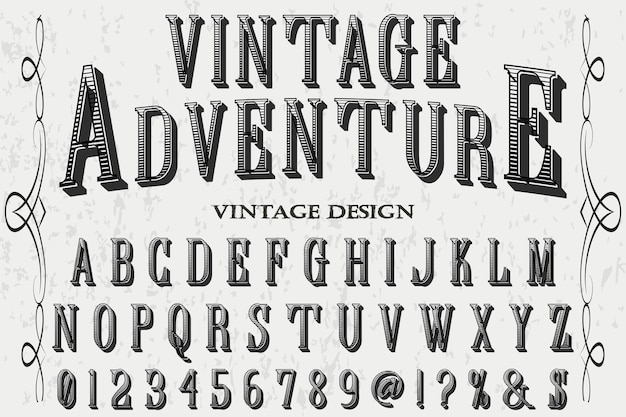 Vector diseño de etiqueta de letras de aventura vintage