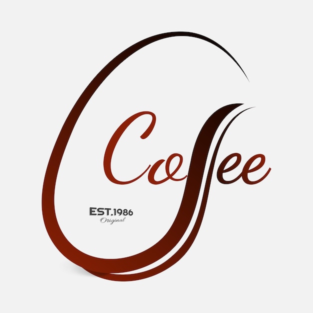 Diseño de etiqueta de letras de café de vista frontal vectorial