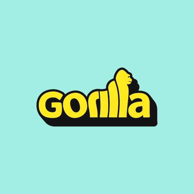 Diseño de etiqueta de letras de gorila plantilla de logotipo vectorial