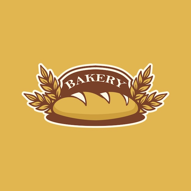 Vector diseño de etiqueta o logotipo de panadería con pan y hojas
