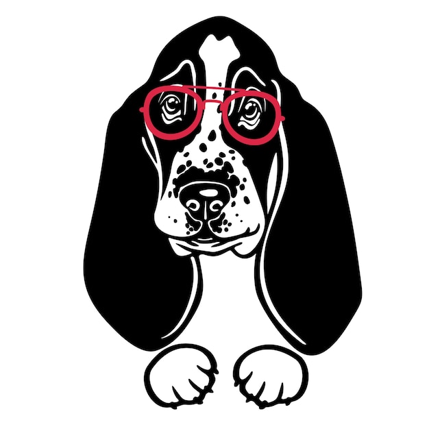 Vector diseño de etiqueta de perro basset hound