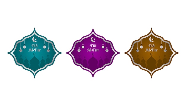 Diseño de etiqueta de plata Eid Al Fitr