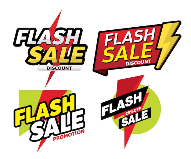 Diseño de etiqueta de promoción de banner de venta flash para marketing