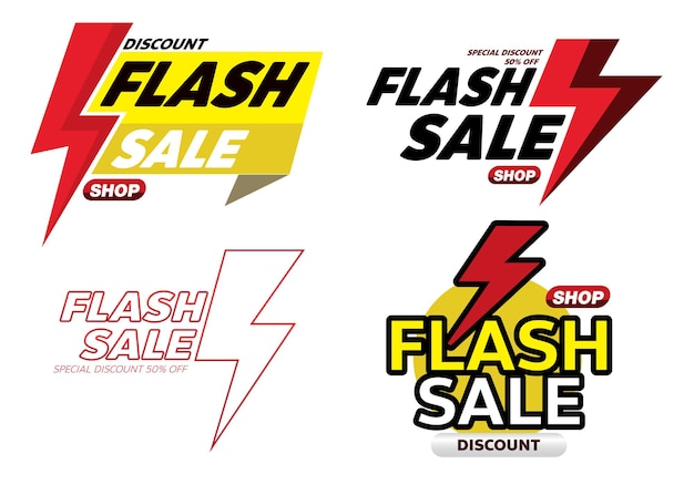 Diseño de etiqueta de promoción de banner de venta flash para marketing