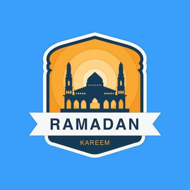 Diseño de etiqueta de ramadán en estilo de corte de papel