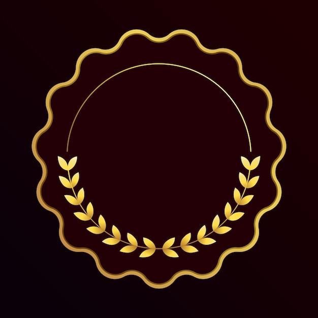 Diseño de etiqueta de sello de premio de corona de laurel de oro forma rizada