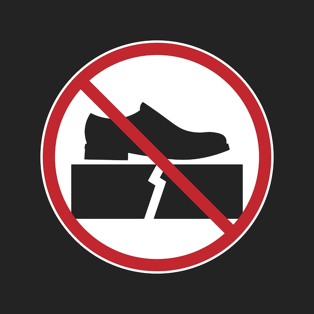 Diseño de la etiqueta signo redondo de no pisar la caja para el daño de la manija de seguridad de cartón con cuidado