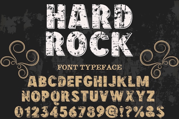 Diseño de etiqueta de tipo de letra de estilo antiguo hard rock