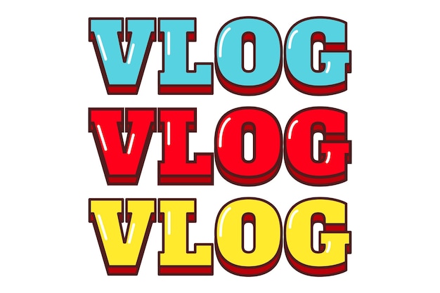 Diseño de etiqueta de tipografía plana Vlog