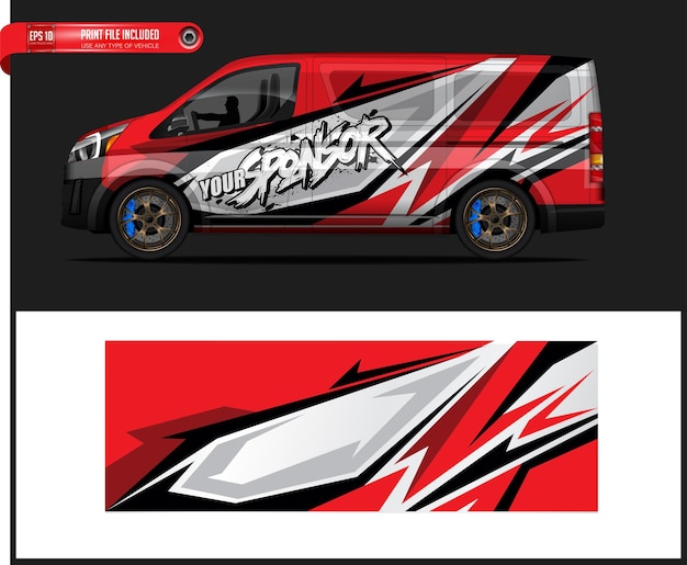 Diseño de etiqueta de vehículo de diseño de envoltura de coche de carreras