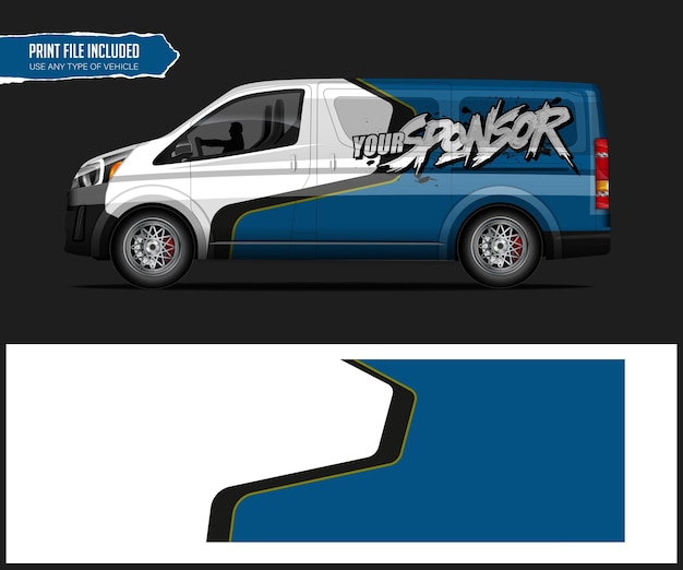 Diseño de etiqueta de vehículo de diseño de envoltura de coche de carreras