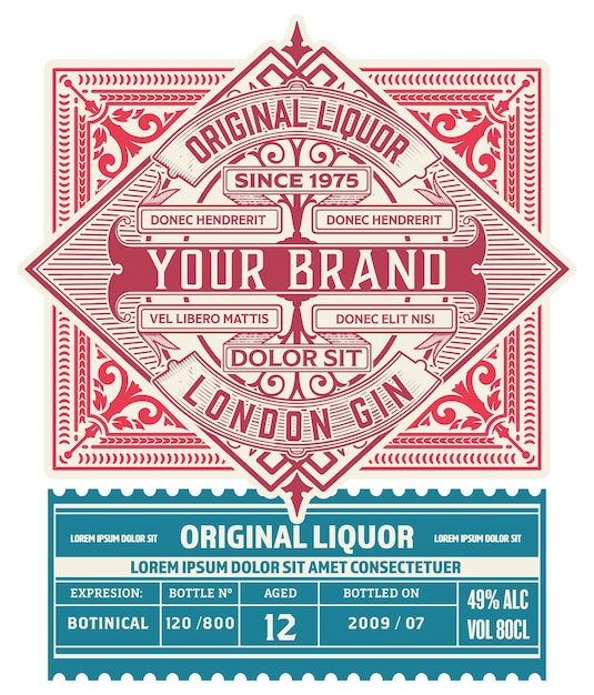 Diseño de etiqueta vintage gin