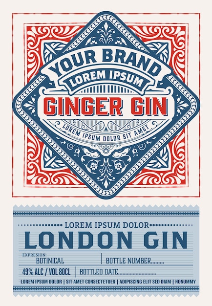 Diseño de etiqueta vintage gin