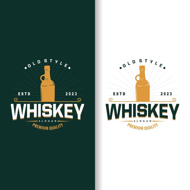 Vector diseño de etiquetas de bebidas con logotipo de whisky con ilustraciones de ornamentos vintage retro premium