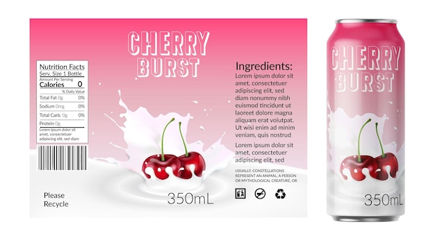 diseño de etiquetas de botellas de bebidas de cereza