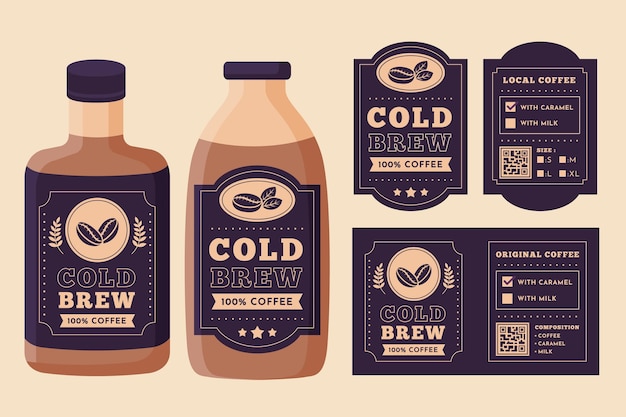 Vector diseño de etiquetas de café frío