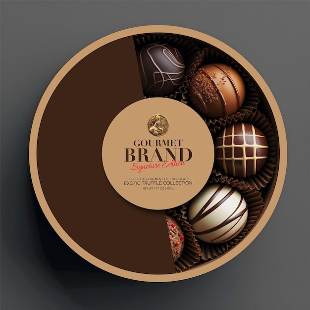 Diseño de etiquetas de cajas de chocolate premium en EPS editable