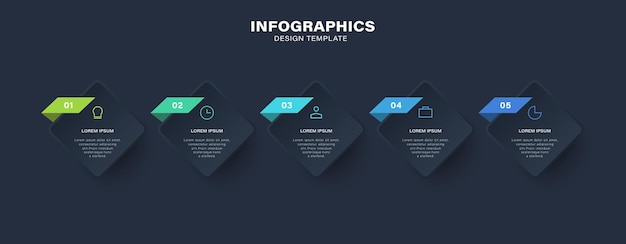 Diseño de etiquetas de infografía vectorial con 5 opciones o pasos Infografía para concepto de negocio