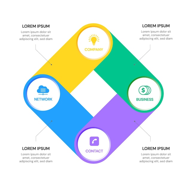 Diseño de etiquetas infográficas vectoriales con iconos. Diagrama de flujo del concepto de negocio, diagrama