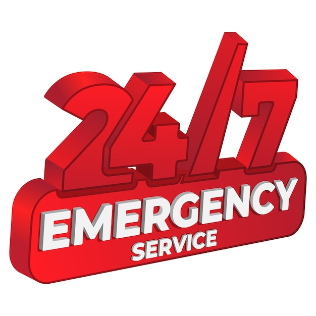 Vector diseño de etiquetas de servicio de emergencia 24 horas vector 3d