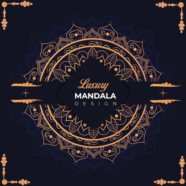 Diseño étnico ornamental de lujo vectorial con fondo de mandala dorado