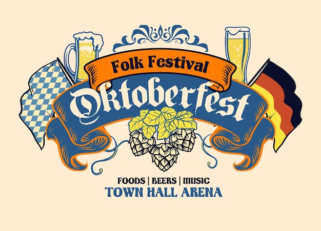 Diseño de eventos del festival folclórico oktoberfest.