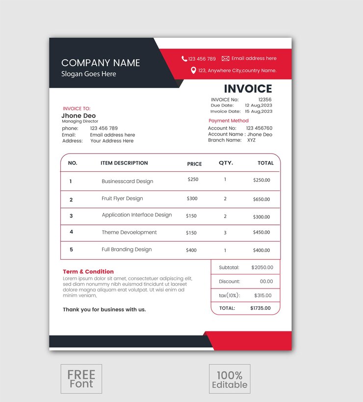 Diseño de la factura corporativa de Vector