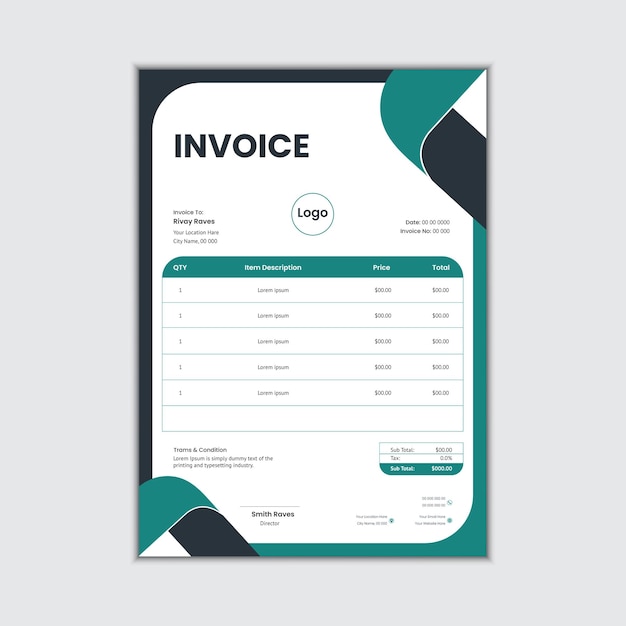 Diseño de facturas comerciales corporativas vectoriales