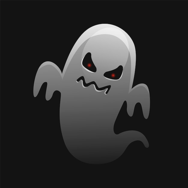 Diseño de fantasma blanco aterrador. celebración de halloween monstruo fantasmal con forma de cara de miedo.