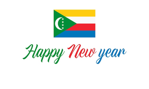 Diseño de Feliz Año Nuevo 2025 para las Comoras sobre un fondo blanco