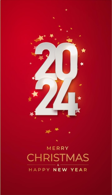 Vector diseño de feliz año nuevo ilustración de números de papel en fondo rojo diseño simple de feliz año nuevo