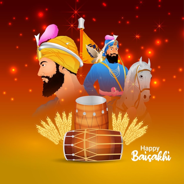 Diseño feliz baisakhi con ilustración vectorial