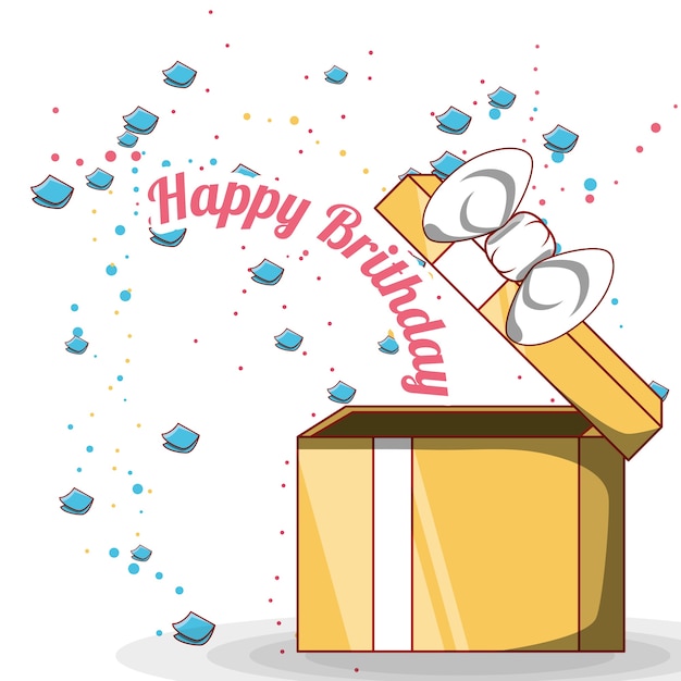 diseño de feliz cumpleaños con caja de regalo