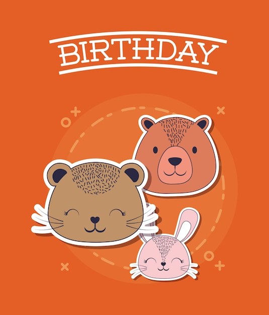 Diseño de feliz cumpleaños con lindos animales