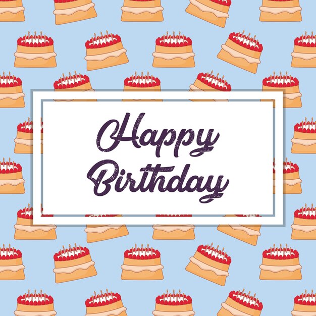 Diseño de feliz cumpleaños con marco decorativo