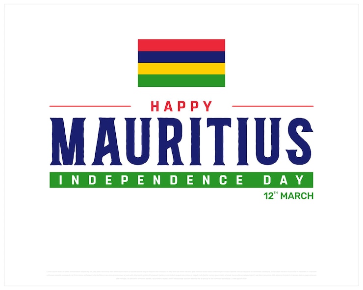 Vector diseño de feliz día de la independencia de mauricio con bandera sobre un fondo blanco independencia de mauricio