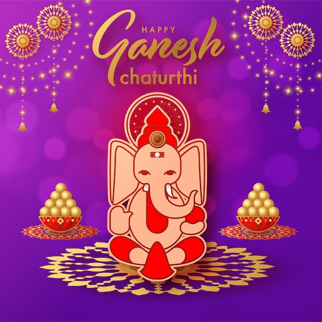 Diseño feliz del ejemplo del vector del festival de los saludos de ganesh chaturthi