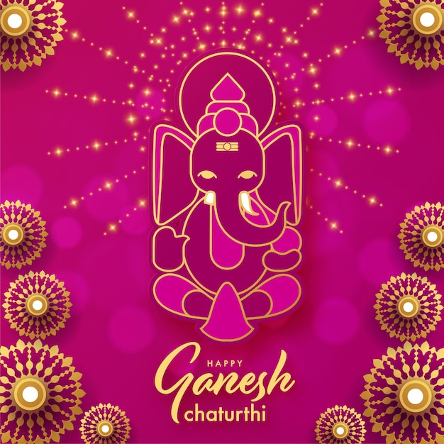 Diseño feliz del ejemplo del vector del festival de los saludos de Ganesh Chaturthi