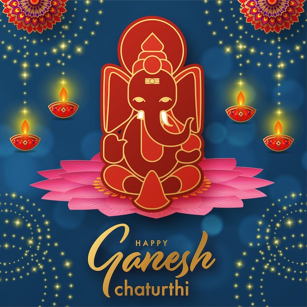 Diseño feliz del ejemplo del vector del festival de los saludos de Ganesh Chaturthi