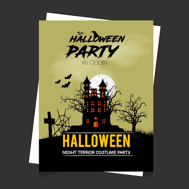 Diseño feliz de la invitación de halloween con el vector de la tipografía