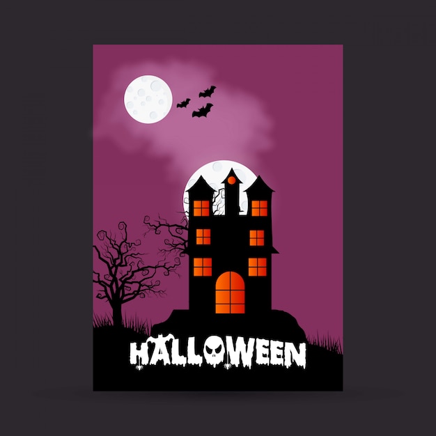 Diseño feliz de la invitación de Halloween con el vector de la tipografía