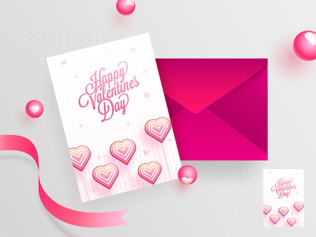 Vector diseño feliz de la tarjeta de felicitación del día de tarjeta del día de san valentín con el sobre.