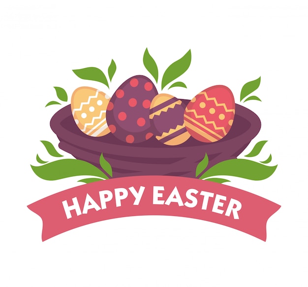 Diseño feliz de la tarjeta de felicitación de pascua