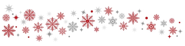Diseño festivo elegante de Feliz Navidad y Feliz Año Nuevo con copos de nieve y estrellas en estilo moderno