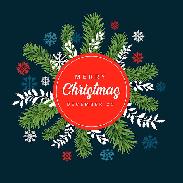 Diseño festivo elegante de Feliz Navidad Feliz Año Nuevo con copos de nieve y estrellas en estilo moderno