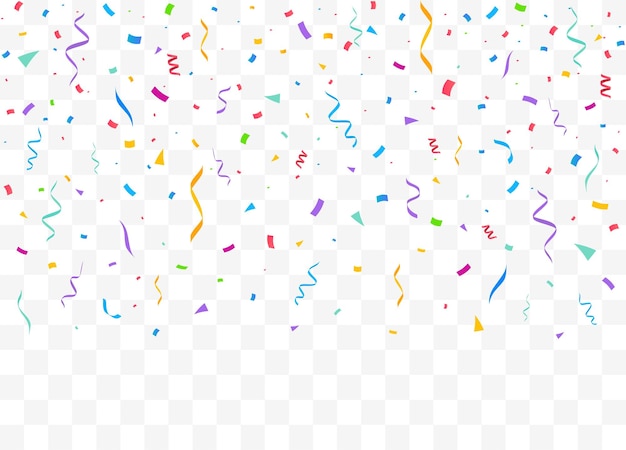 Diseño de fiesta de fondo de vector de confeti con confeti de colores
