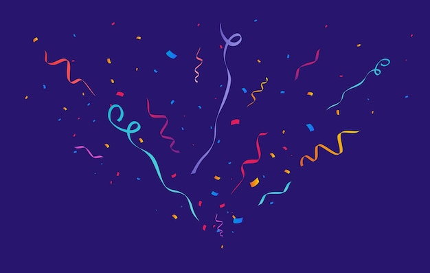 Diseño de fiesta de fondo de vector de confeti con confeti de colores