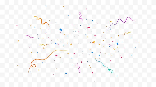 Diseño de fiesta de fondo de vector de confeti con confeti de colores